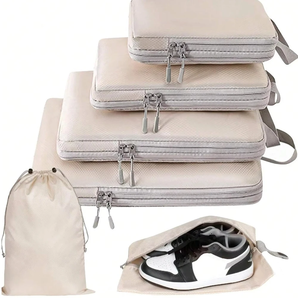 Set/6 stuks samendrukbare verpakking reisopbergtas kubussen waterdichte koffer nylon draagbaar met handtas bagage-organizer