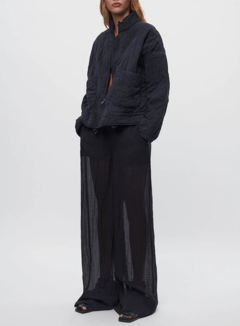 ETJ 2025 Damen neuer, modischer, gewaschener, alter, gesteppter Stehkragen, große Tasche, mit Baumwolle gepolsterter Freizeitmantel