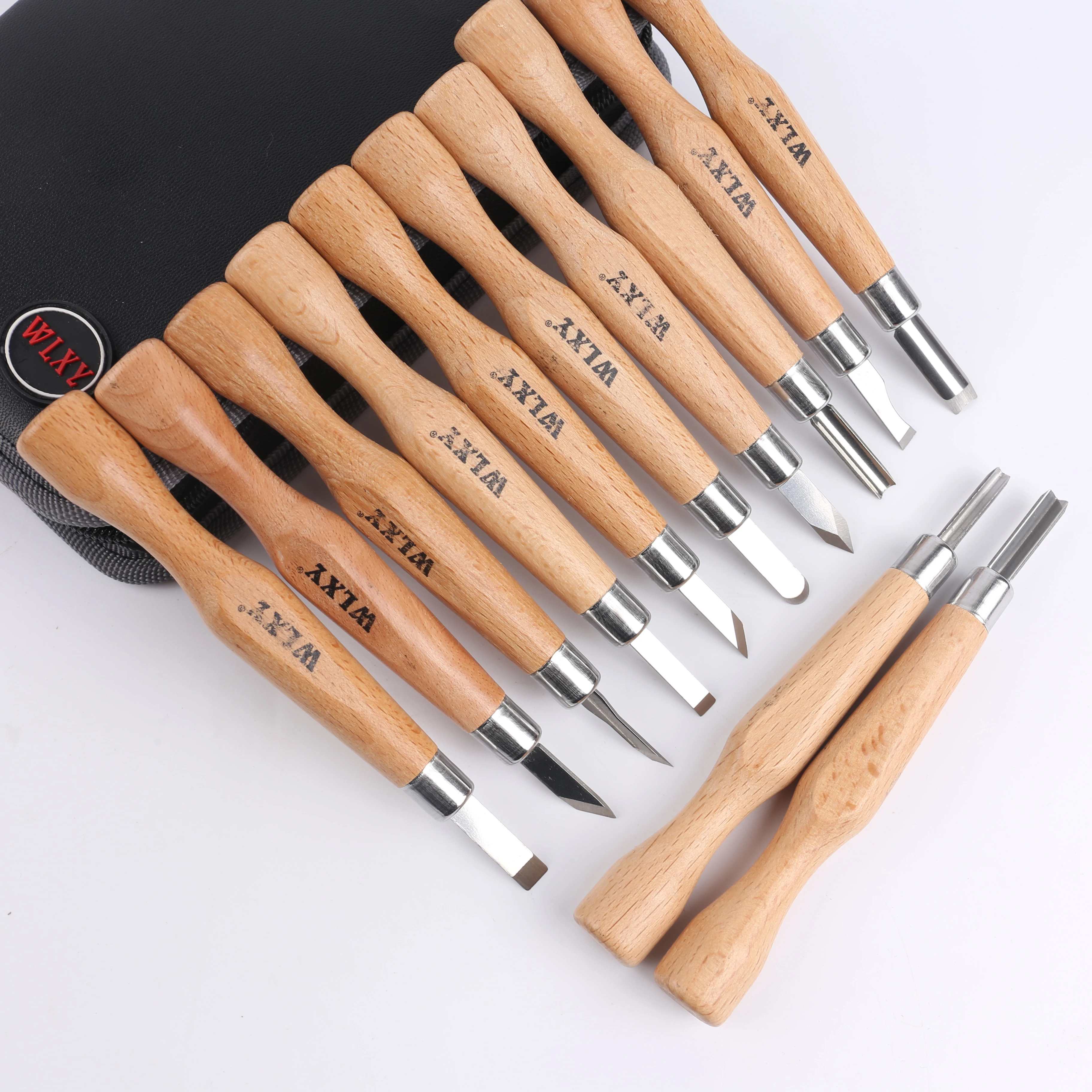 12pcs Professional Wood Carving Chisel Knife Hand Tool Set With Grinding Stone For Basic Detailed Carving Woodworkers Gouges