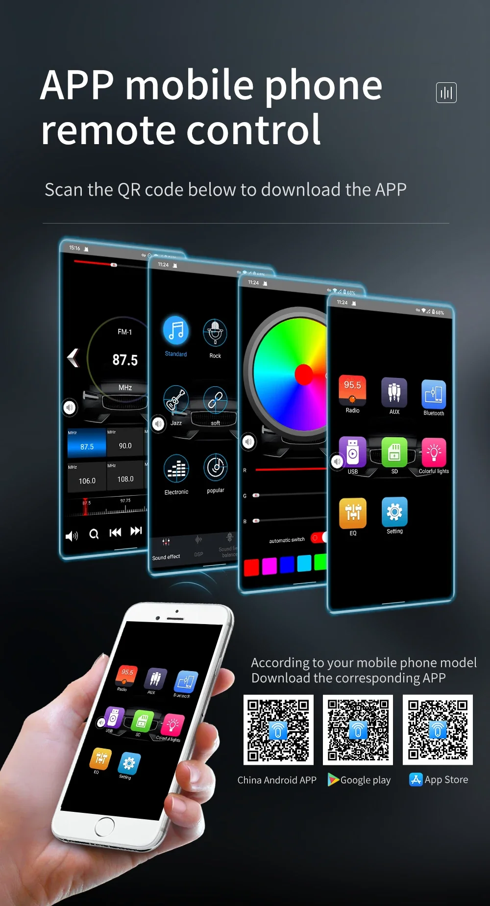 ESSGOO-Reproductor multimedia universal para automóvil, radio para automóvil MP3 de 1 Din, audio estéreo, Bluetooth, automotriz, botones coloridos, 1 Din