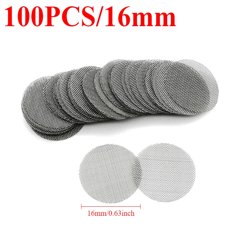 100 Uds. Filtros de pipa de fumar de acero inoxidable 304 pantallas plateadas red de malla tabaco fumar accesorio de soporte de combustión