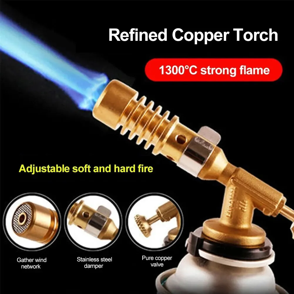 Portable Welding Torch Blowtorch High Temperature Brass Gas Burner for Brazing Solder Welding Plumb Tools