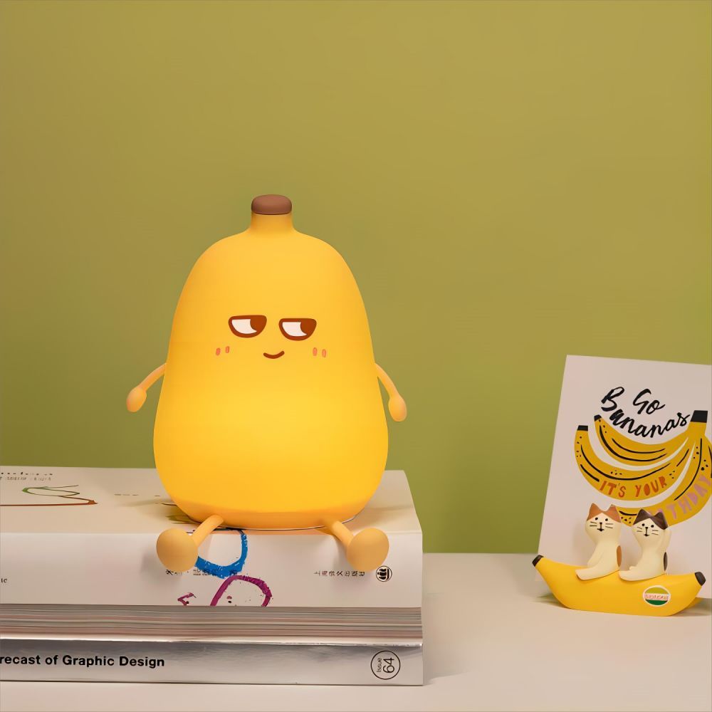 LED 배 바나나 과일 실리콘 밤 빛 터치 USB 충전식 만화 머리맡 램프 침실 장식 귀여운 아이 선물