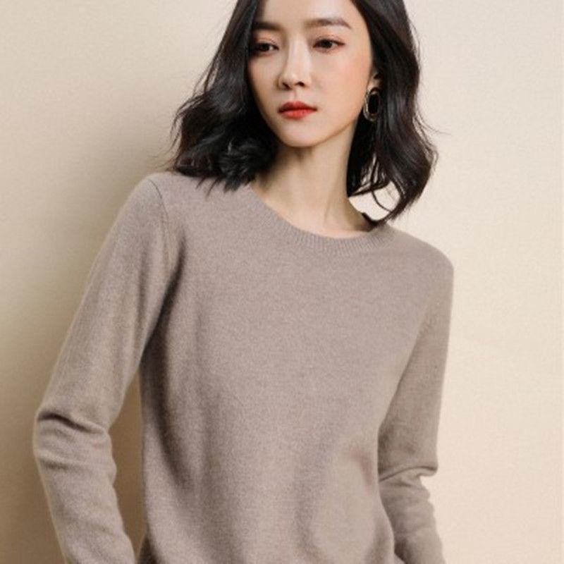 女性セーター O ネック秋冬基本プルオーバー暖かいカジュアルプルジャンパー韓国長袖固体ニットボトシャツ
