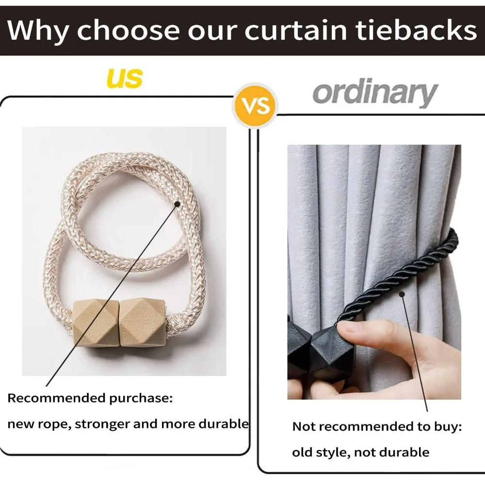 4 pçs cortina tiebacks com ímã forte design de corda grossa para o quarto sala estar cozinha durável plástico decoração para casa acessório