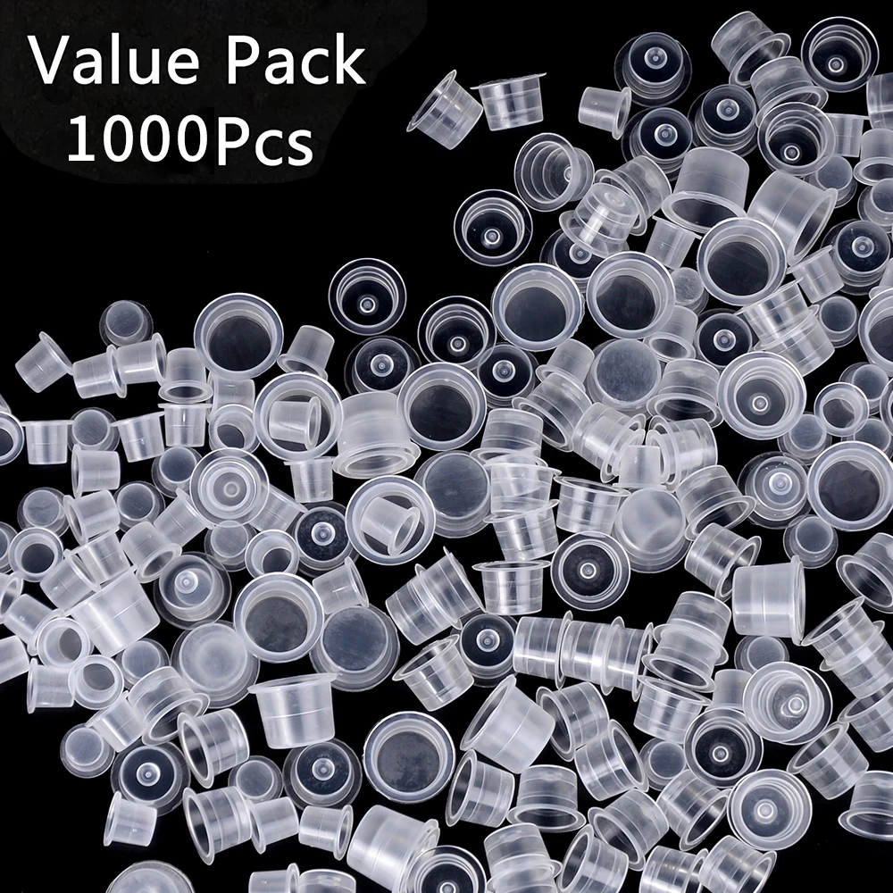 1000 PCS Kunststoff Einweg Tattoo Ink Cups Pigment Klar Halter Container Kappe Tattoo Zubehör Permanent Make-Up