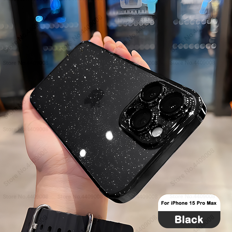 Luxuriöse, klare, galvanisierte Glitzerhüllen für iPhone 12, 13, 14, 15, Pro Max 15 Plus, plattierte, transparente Hülle, stoßfeste Hartschale