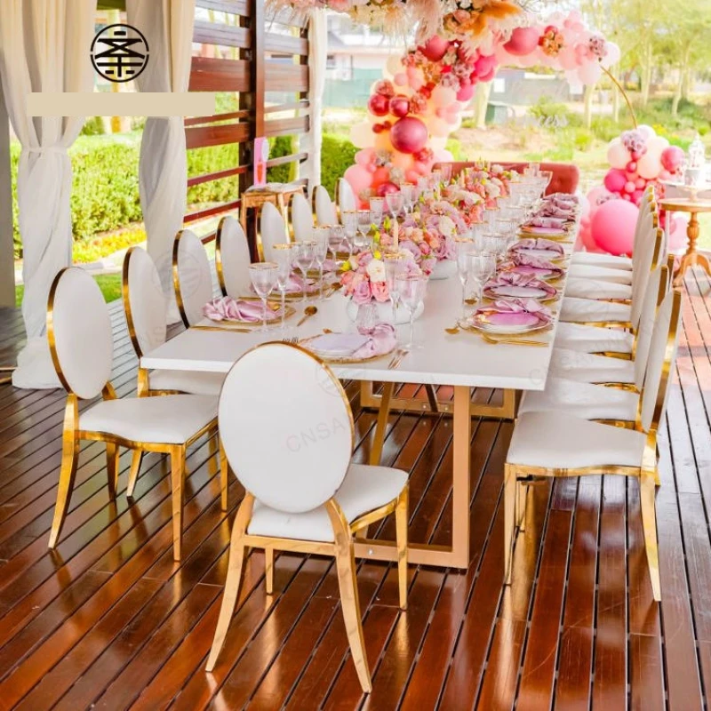 Mobili per eventi per banchetti con schienale rotondo sedie impilabili in acciaio inossidabile per eventi matrimonio