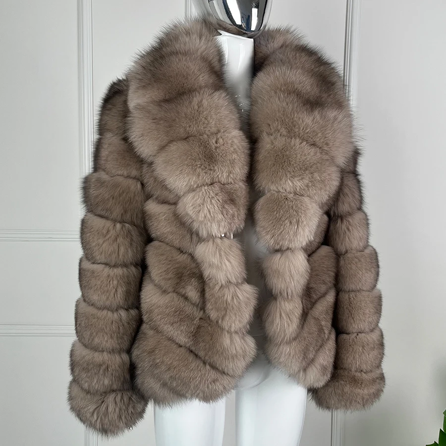 Winter Echte Pelzmäntel Für Damen Natürliche Fuchs Pelz Jacken Warme Lange Jacken Luxus Kleidung