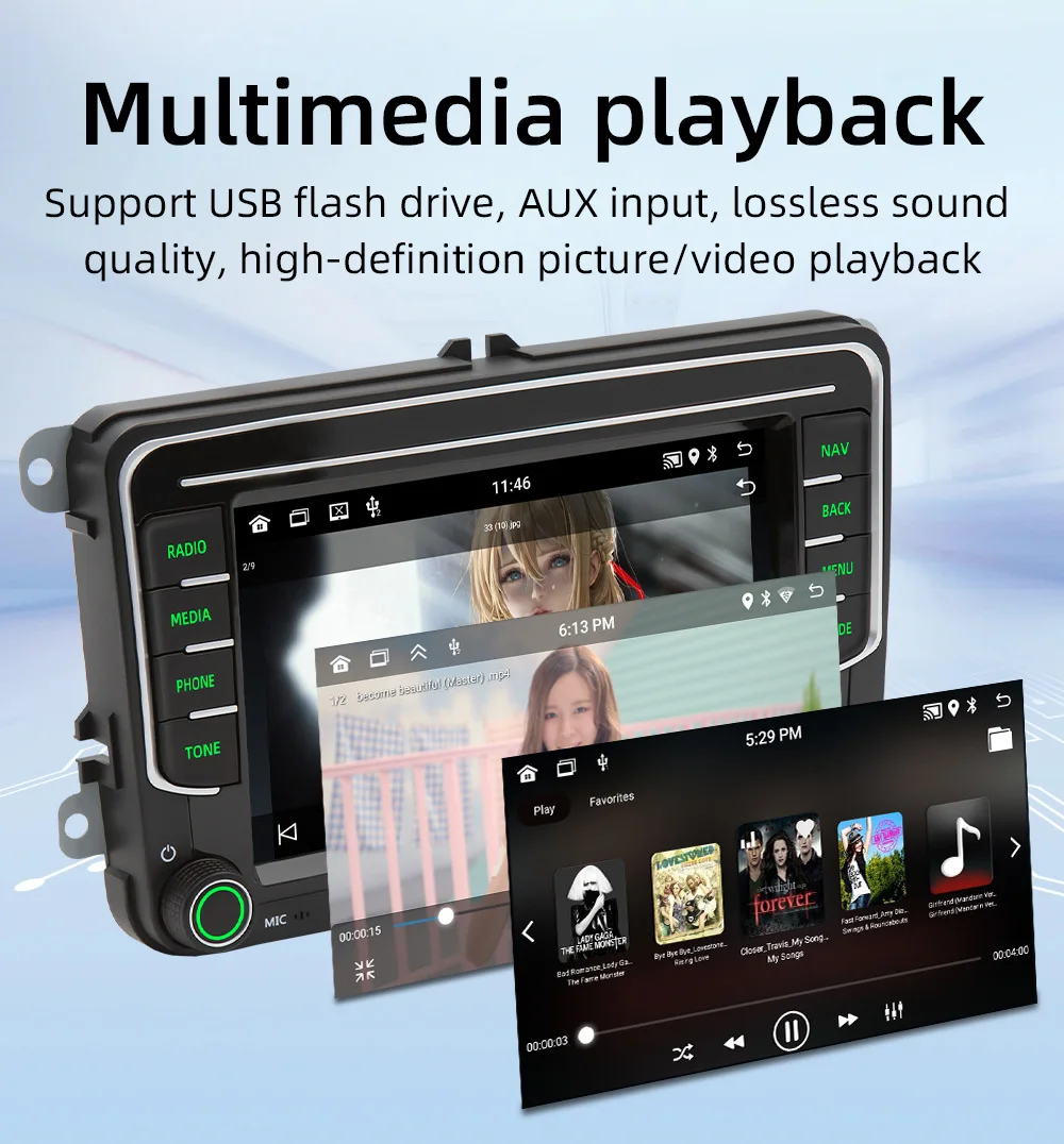 BQCC 7" Android 13 Octa Core Car Player Mirrorlink Carplay WIFI GRS For Volkswagen VW CC Passat B7 Polo Golf 5 6 Jetta mk5 mk6
