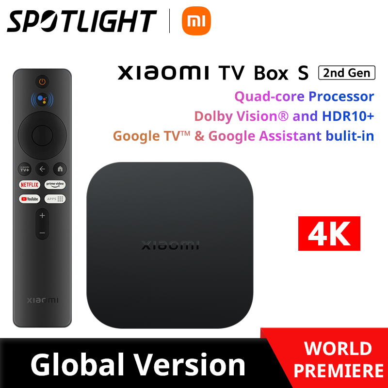 [Estreia mundial] Versão global Xiaomi Mi TV Box S (2a geração) 4K Ultra HD 2GB 8GB Google TV WiFi BT 5.2 Dolby Vision Media Player