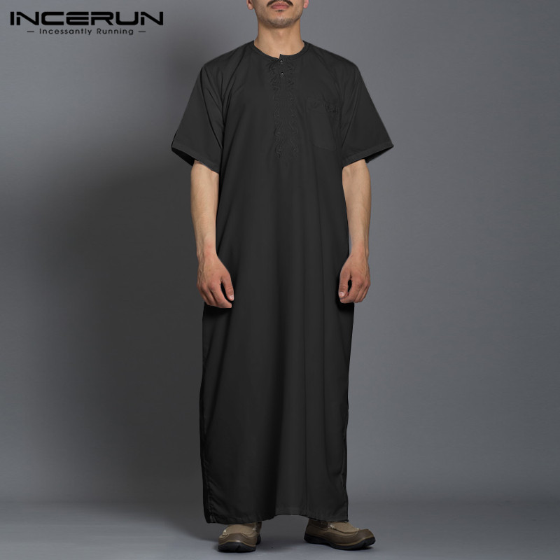 インセルン-男性用イスラムカフタン,無地,ファッショナブル,半袖,中東,ドバイ,サイズs-5xl, 2024