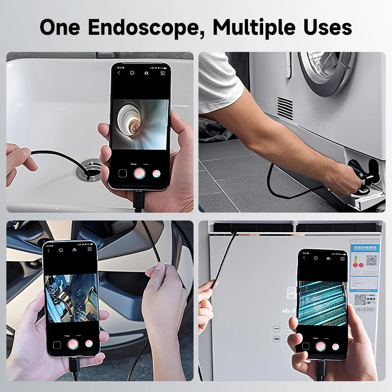 HD1080P Endoscoop 3in1 Micro USB Type-C Enkele Dual Camera voor IOS iphone Android Telefoons Waterdichte 8MM Auto Inspectie Borescope