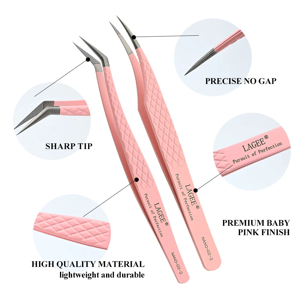 LAGEE Fiber Tip Eyelash Extension Tweezer Volume Isolation ที่แม่นยํา Lash แหนบเทคโนโลยีนาโนคิ้วจาก Nagaraku แต่งหน้า