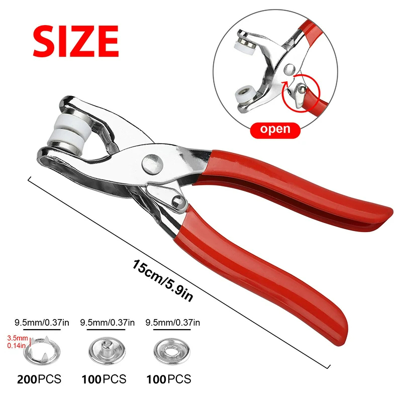 400 stücke Zinke Ringe 9,5mm Schnalle Knöpfe Metall Farbe Zange Druckknopf Klaue DIY Set Hand Druck Zange niet Schnalle Nähen Werkzeug
