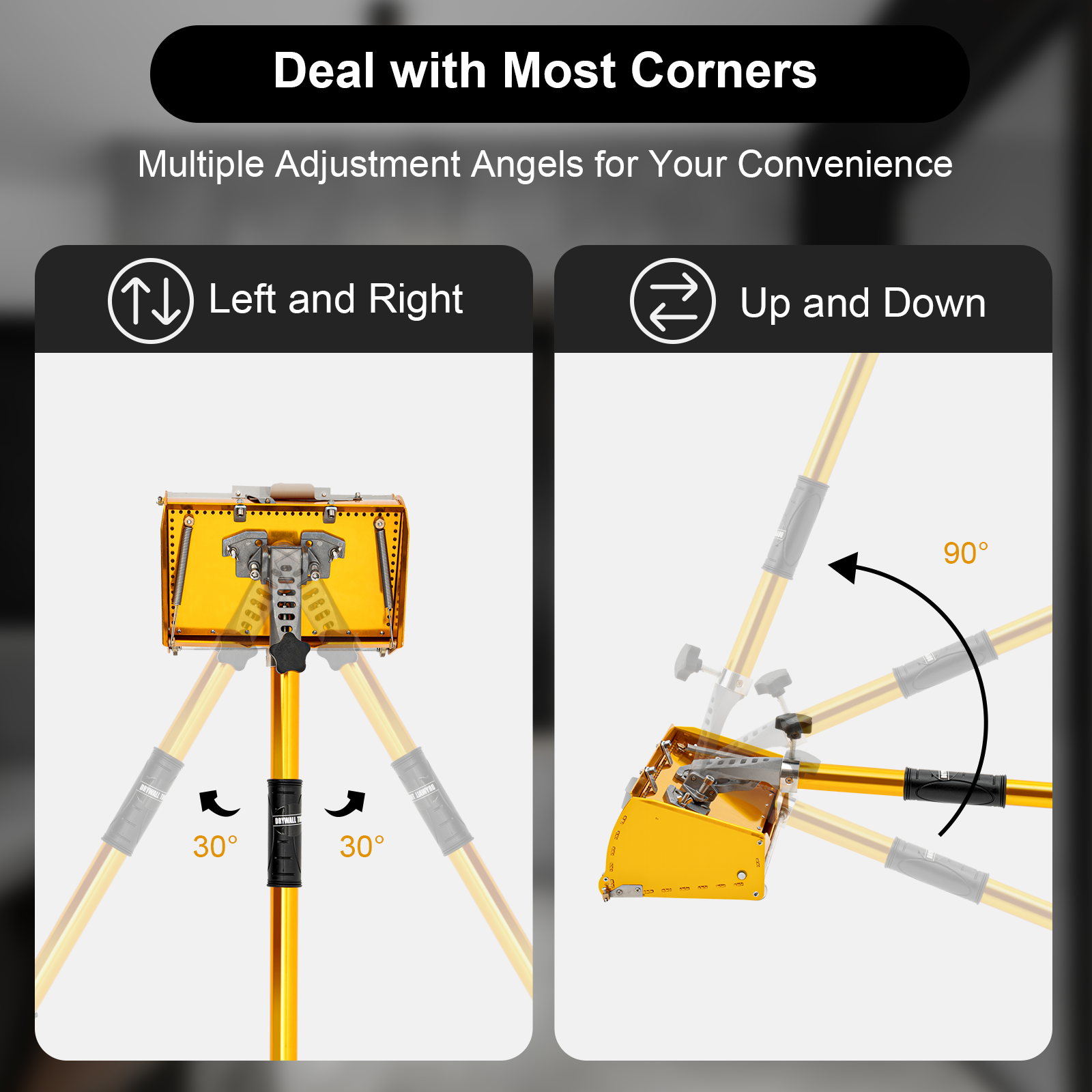 Drywall Flat Finisher Taping Professional Tools w/ 40''-64'' Extendable Handle Plasterboard Wallboard Sheetrock Mud for Putty