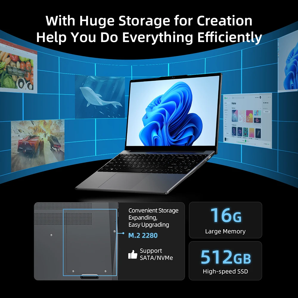 BMAX 15,6" X15 Pro 16 GB RAM 512 GB SSD Intel N95 CPU Windows 11 Notebook 1920*1080 Dual Wifi USB PC laptop DDR4