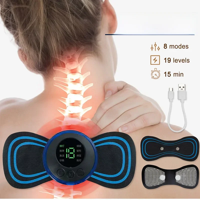 Massageador elétrico de pescoço, mini remendo cervical para costas, alívio muscular, estimulador de fadiga, tapete massageador, uso doméstico, ferramenta de massagem