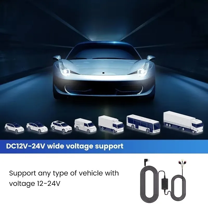 Auto-Recorder-Stromkabel, Dashcam-Hardwire-Kit, USB-DVR-Aufladegerät, Kabelsatz, 1 Set, 12 V auf 5 V, 4 Sicherungssatz