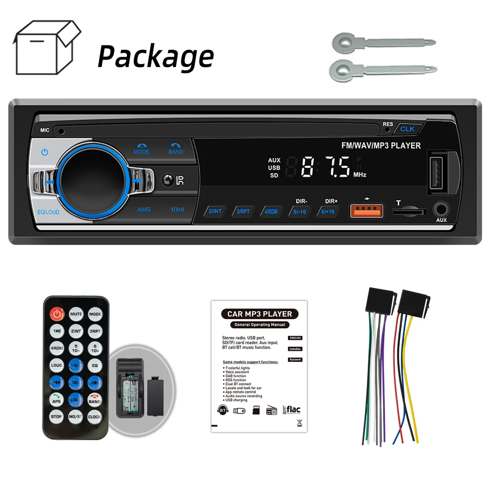 HIPPBQCC Car Radio 1din MP3 Player Digital Bluetooth Car Stereo Player FM Radio Stereo Audio Music USB/SD with In Dash AUX Input