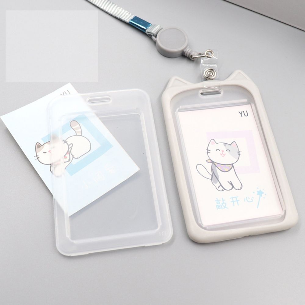 1ชิ้นเคสบัตรประจำตัวตัวการ์ตูนแมวกระเป๋าเก็บบัตรลูกอมสีม้วนสปริงยืดหดได้มีสายคล้องสำหรับใส่บัตรเครดิตเคสบัตรธนาคาร
