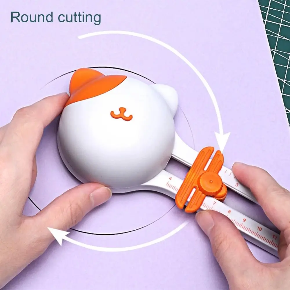 Tarjeta de papel Foto Cortador de papel circular Seguro Lindo Kitty 360 °   Cortador de círculos giratorio, manualidades DIY, herramienta de corte redonda, suministros de corte