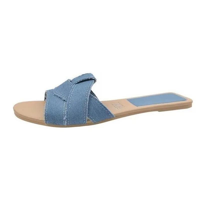 Pantoufles d'Été à la Mode pour Femme, Chaussures d'Extérieur Décontractées, Respirantes, Plates en Forme de T, Souples et Confortables, Sandales à Talons Ouverts