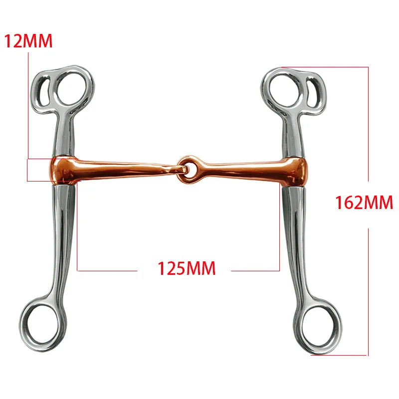 Cavalo de aço inoxidável para bochecha cheia, polido e funcional, resistente Snaffle Bit, boca de cobre, cavalo Tack