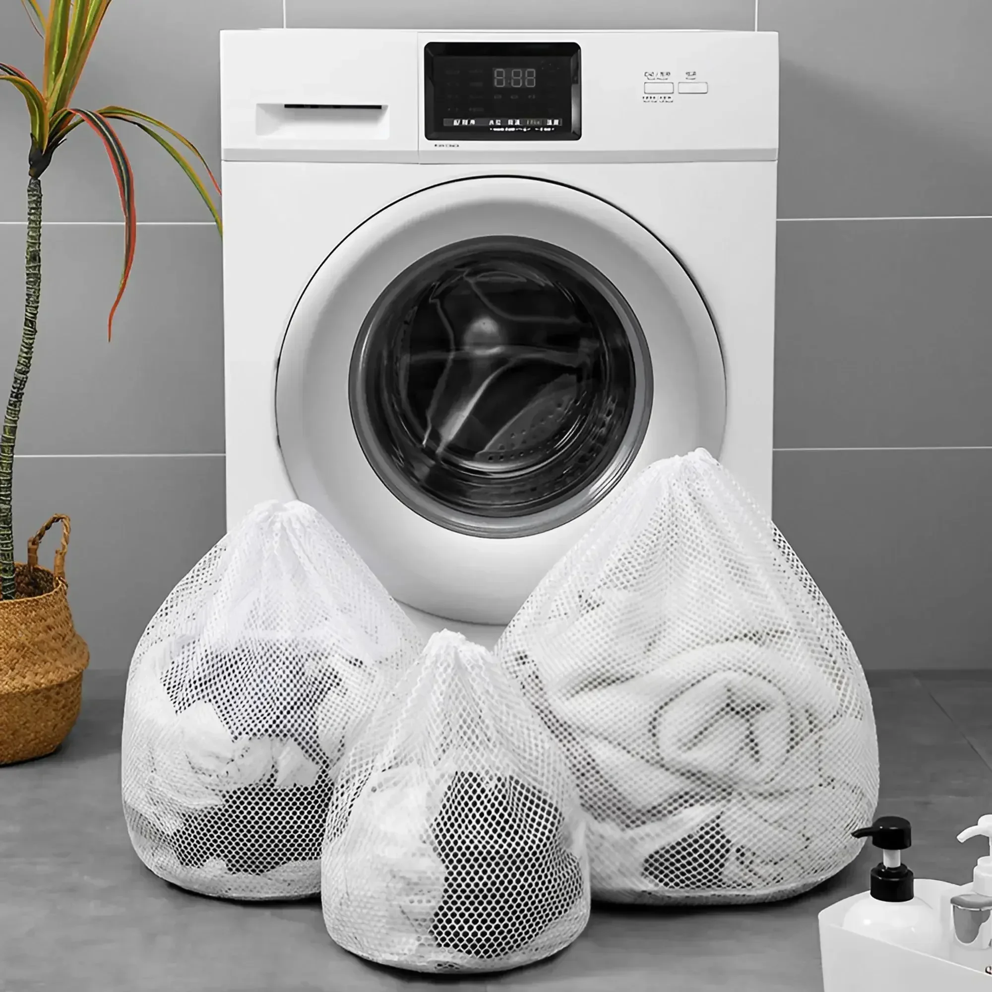 1PC Drawstring Laundry Bag Large Capacity 4 Size Fine Mesh Coarse Mesh Wash Bag For Clothes Jeans Blankets Durable Washing Net