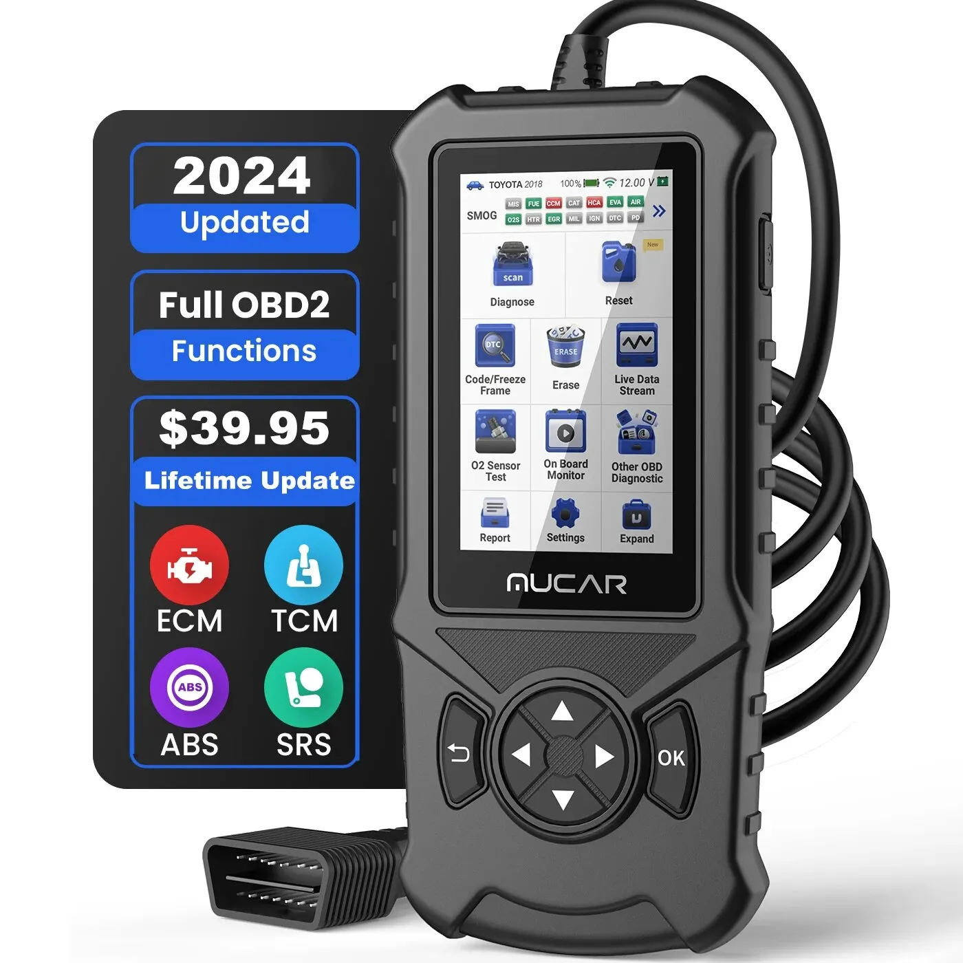 Mucar-CDE900 Auto OBD2 Scanner Motor, Airbag, ABS, Sistema TCM, Diagnosticar Leitor de Código, WiFi, Atualização, Carro Ferramenta De Diagnóstico