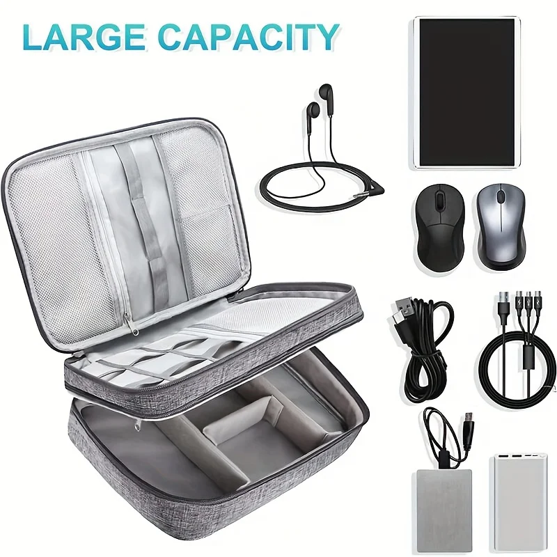 Borsa organizer con cerniera e rotelle: durevole, di grande capacità con manico telescopico e ruote lisce, ideale per cavi e altro ancora