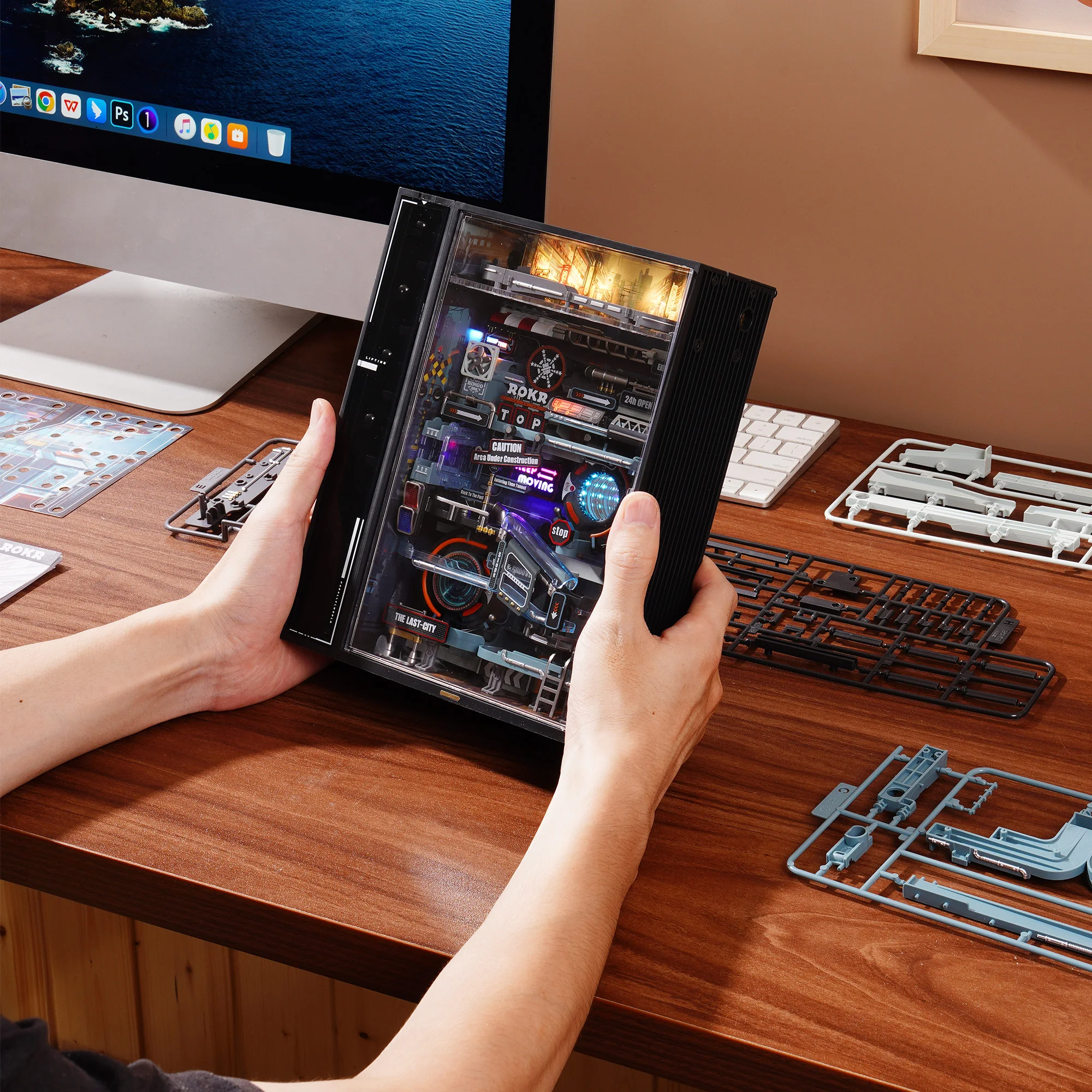 Robotime Rokr The Last City-mármol futurista Run Cyberpunk regalo para hombres modelo de rompecabezas 3D decoración de juegos automática
