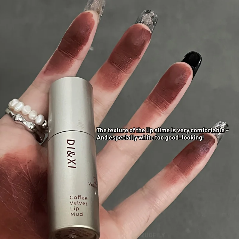 Brillo de labios de terciopelo mate marrón oscuro, tinte de labios marrón Nude, maquillaje de barro, lápiz labial líquido impermeable, café Latte, esmalte de labios cosméticos