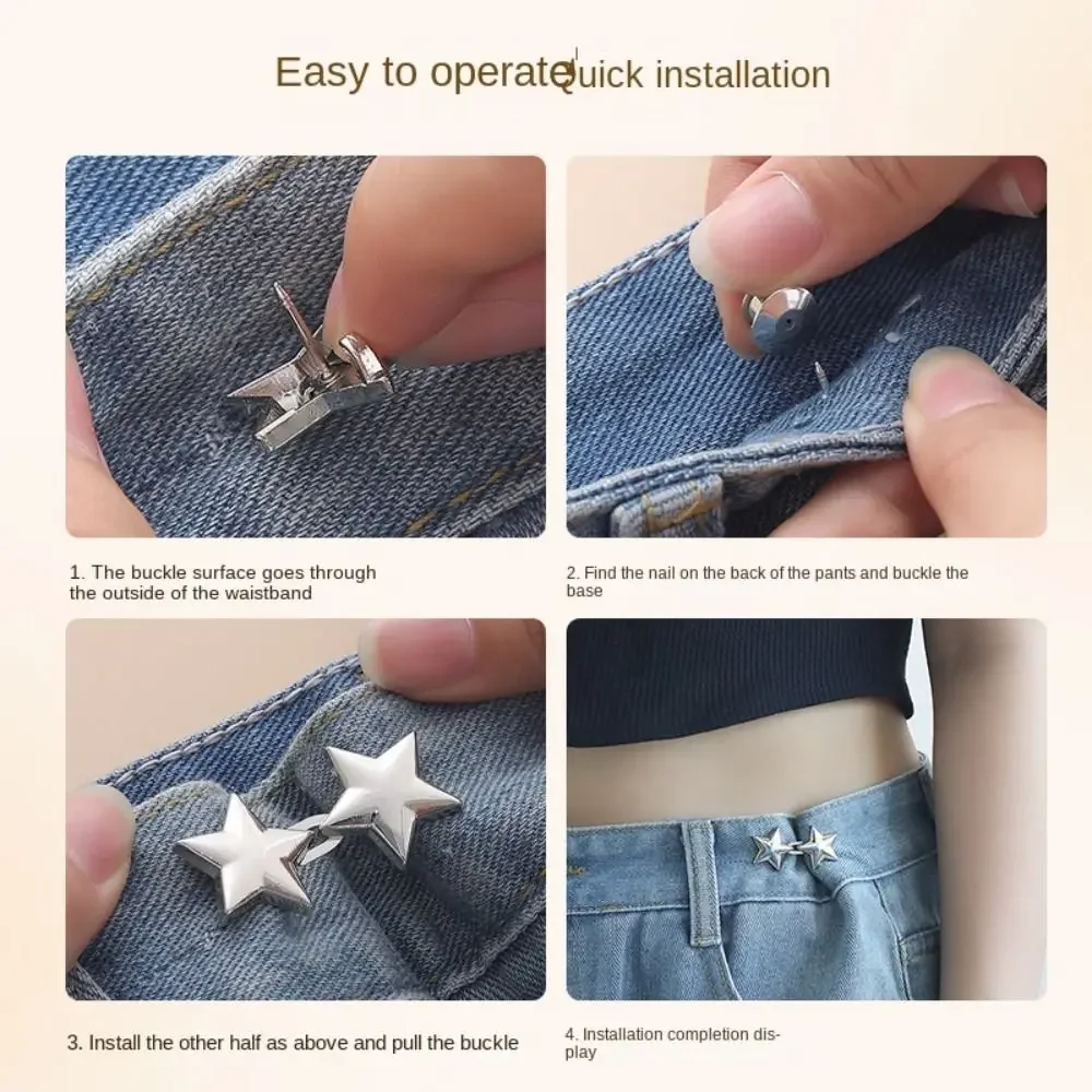 1 Stück Stern verstellbare Hosen Verschluss clips für Hosen Pin versenkbare Taille Knopf lose Knopf für Jeans perfekte Passform reduzieren Taille