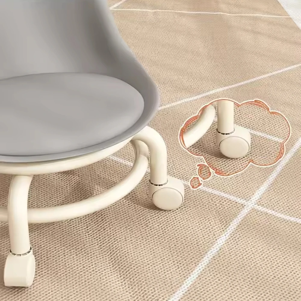 Household Backrest Pulley Low Stool Waist Protection 360 Degree Rotating Versatile Round Stools Modern Simple Universal Wheel