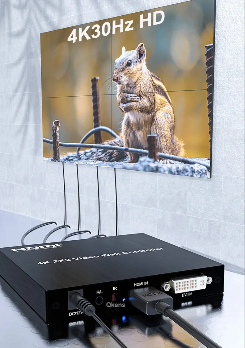 Настенный видеоконтроллер HDMI, 2x2, DVI, видеостена 4, устройство для сращивания телевизора 1080P, 1x2, 1x4, 1x3, 2x1, 3x1, 4x1, процессор для сращивания экрана с несколькими мониторами