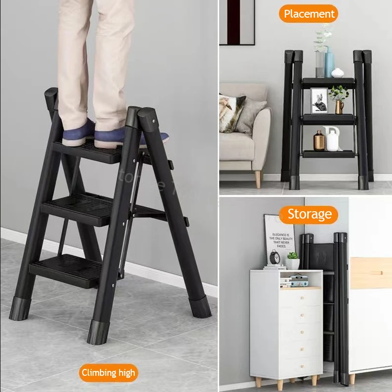 Scale pieghevoli Scaletta multifunzionale per uso domestico Sedia pieghevole antiscivolo Scale a spina di pesce Sgabello da cucina Scaffale portaoggetti