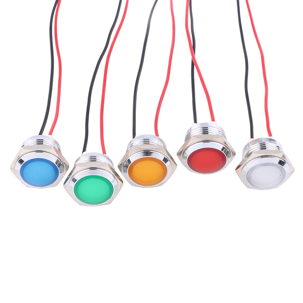 Luz indicadora de Metal LED 16mm lámpara de señal impermeable luz 3V 6V 12V 24V 220v tornillo conectar rojo amarillo azul blanco 16ZSD.QX.X