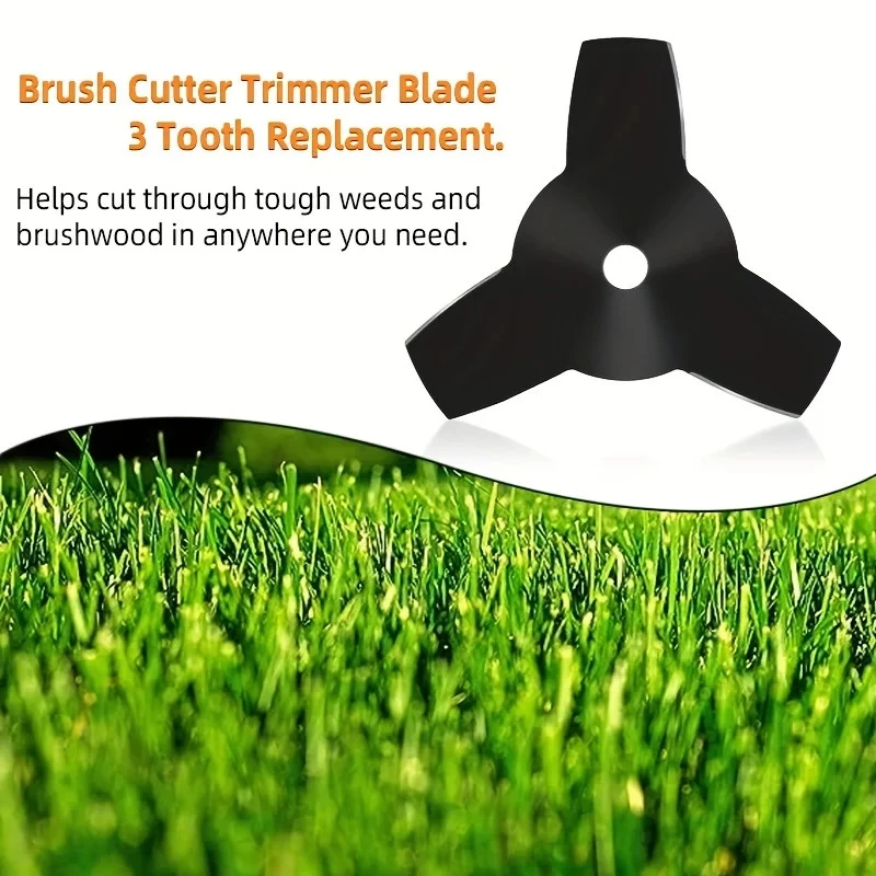 LUSQI, 1 unidad, 3 dientes, cuchilla para cortacésped, desmalezadora, accesorios para desbrozadora, cabezal de hierba de acero, cuchilla para cortacésped de tres dientes