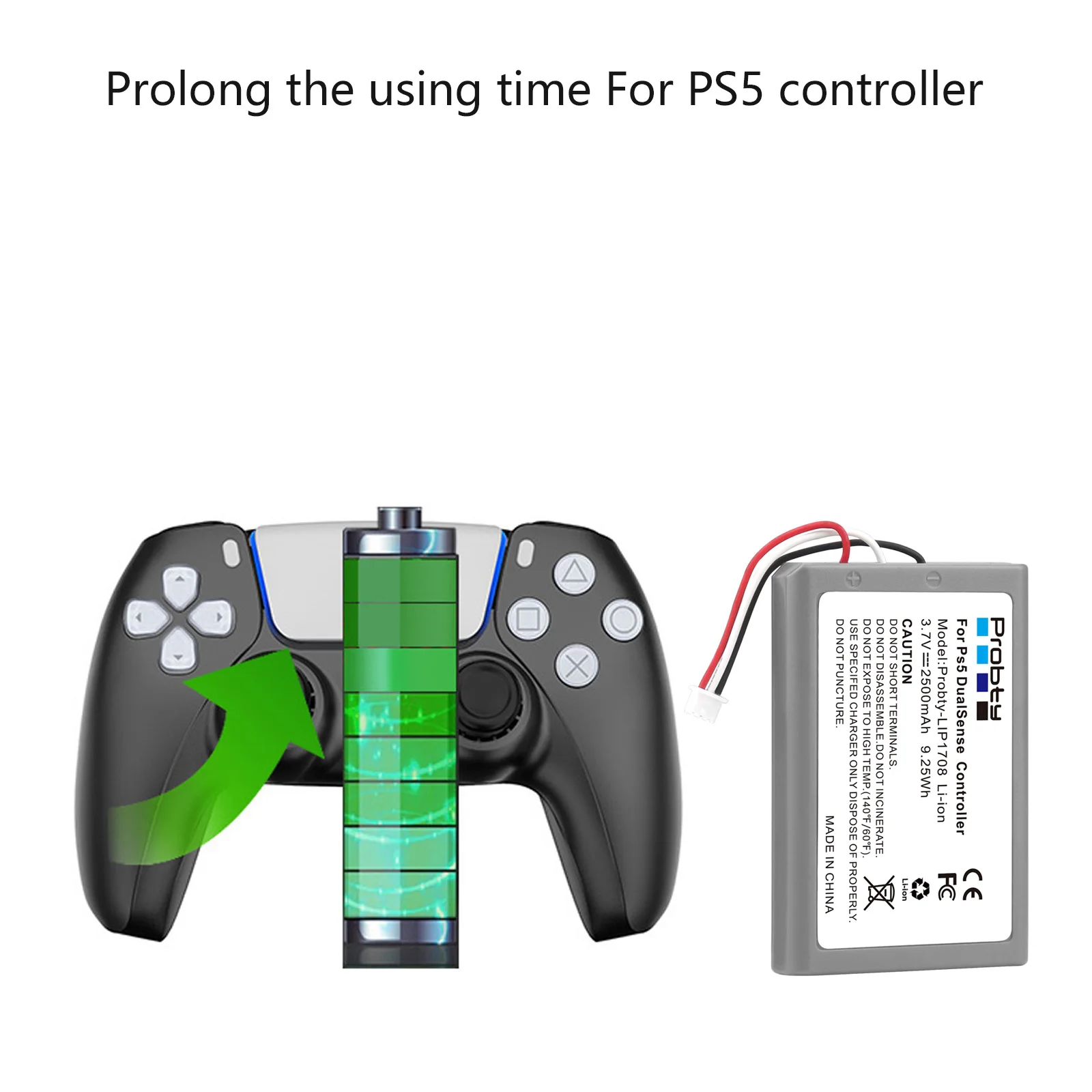 3.7V  9.25Wh For Sony PlayStation 5 PS5 DualSense CFI-ZCT1W Wireless Controller Replacement Battery LIP1708