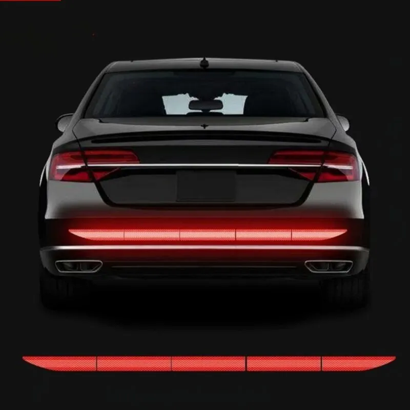 5 ชิ้นรถสติกเกอร์สะท้อนแสงเทปความปลอดภัย Anti Collision Warning แถบสะท้อนแสงสําหรับรถยนต์ Trunk ภายนอกสติกเกอร์