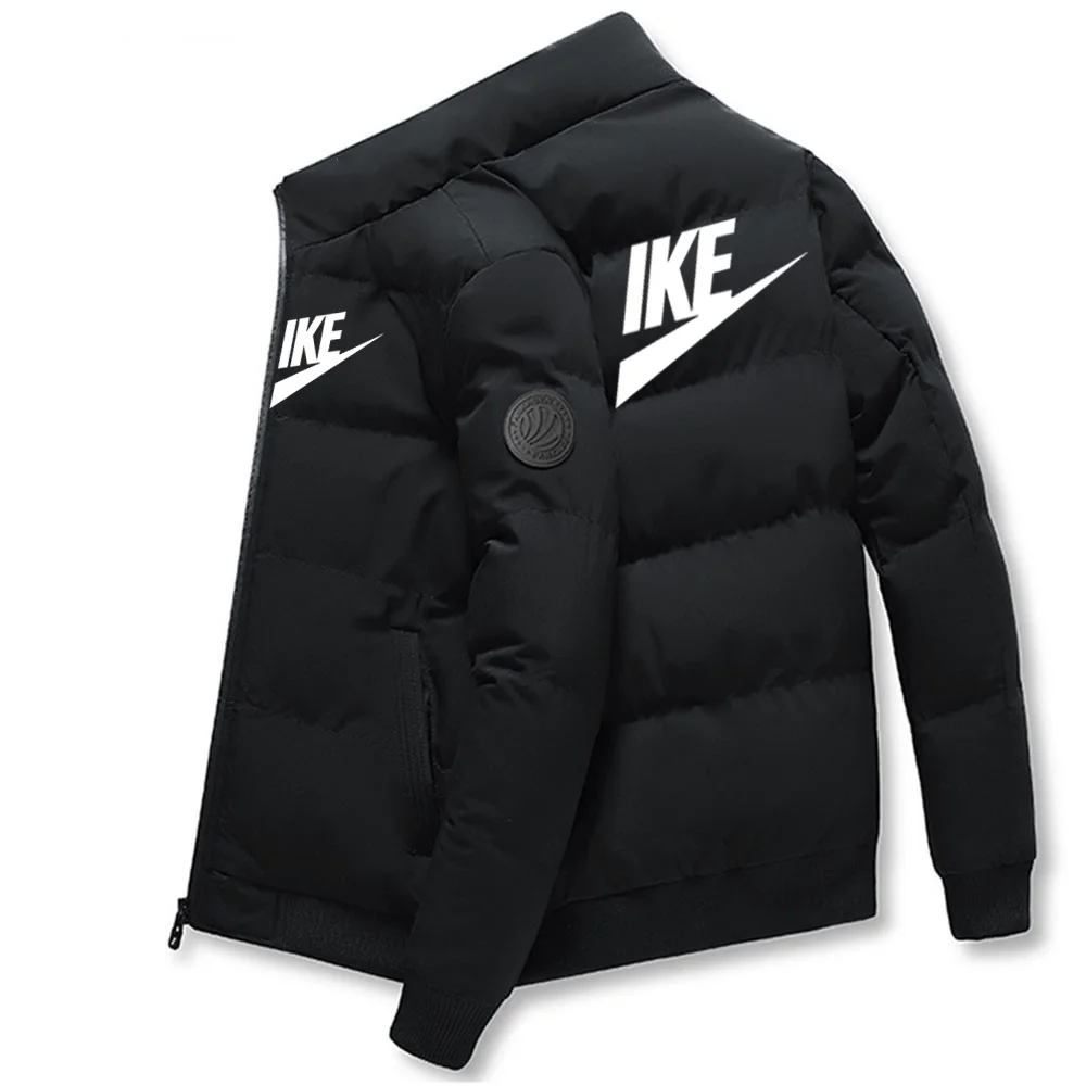 Casaco masculino elegante de algodão quente com gola alta para outono e inverno de 2025, com recurso à prova de vento ao ar livre e Zi de alta qualidade