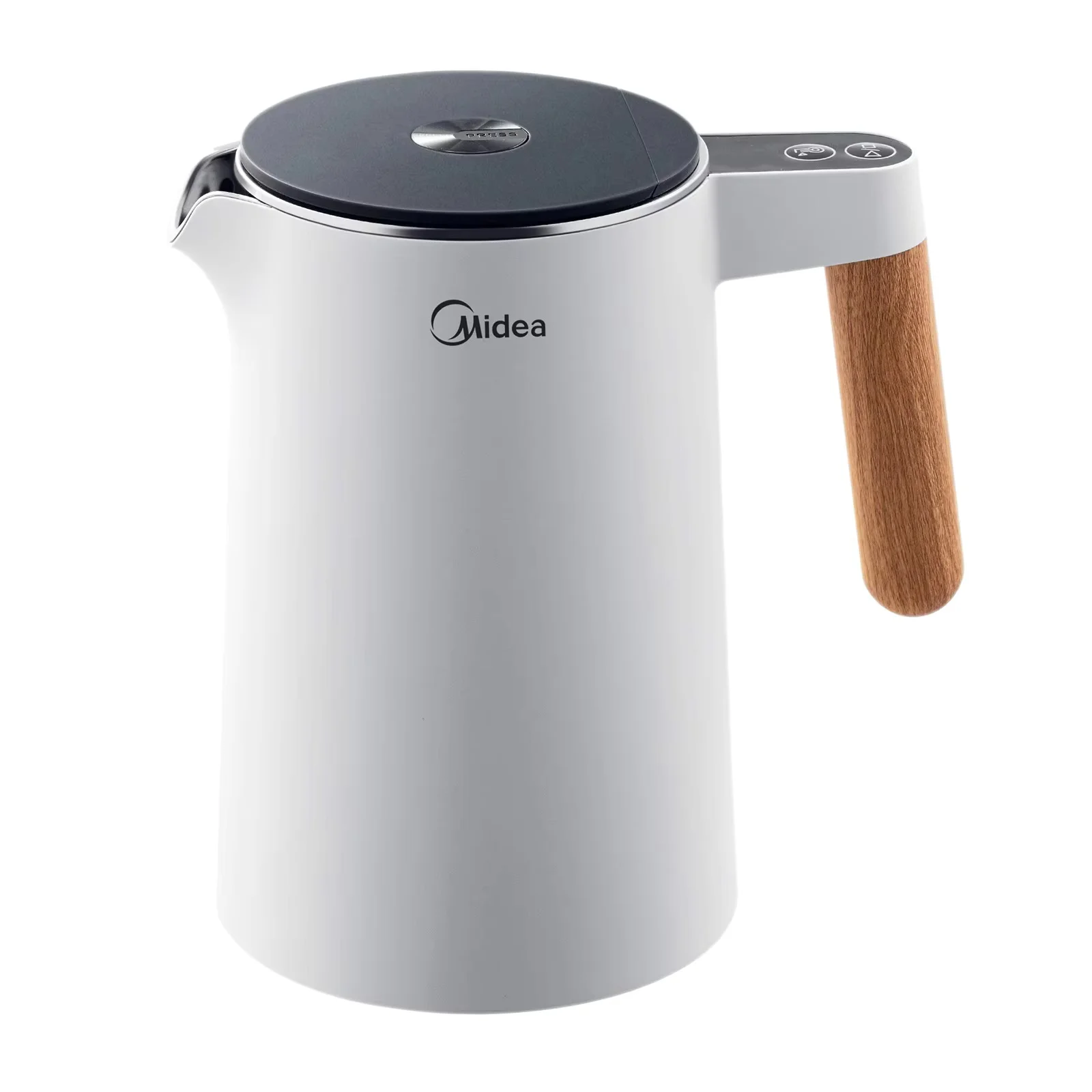 Midea Edelstahl-Wasserkocher mit Temperatureinstellung, 1,5 Liter, MKE15H2ADW, weißer Wasserkocher mit Temperaturanzeige und Sicherheit.