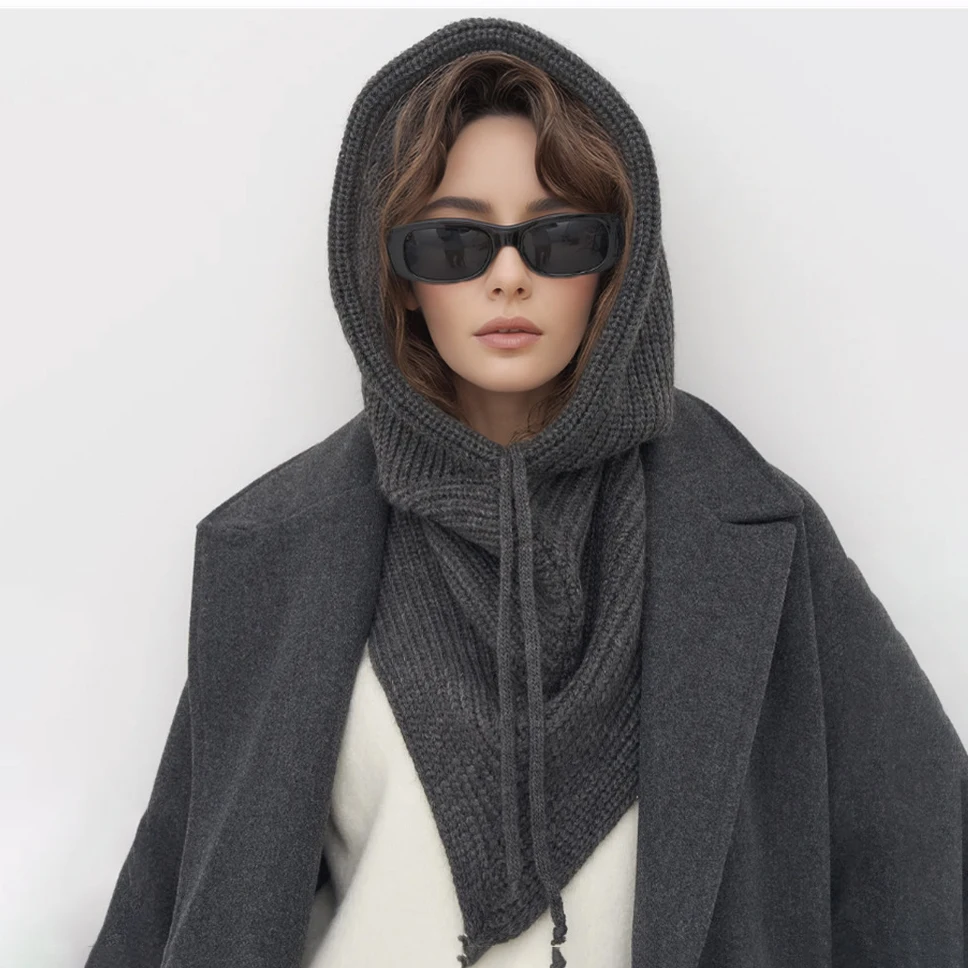 Cappello a cuffia lavorato a maglia da donna con sciarpa - Scaldacollo staccabile Infinity Cowl Maschera da sci invernale Cappello lavorato a maglia da donna Sciarpa Combo