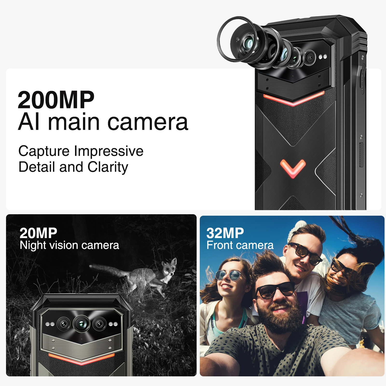 Global Version DOOGEE V Max Plus 5G Rugged Phone 22000mAh Battery 200MP AI Camera 6.58" FHD+ 120Hz 36GB(16+20) 512GB Android 14