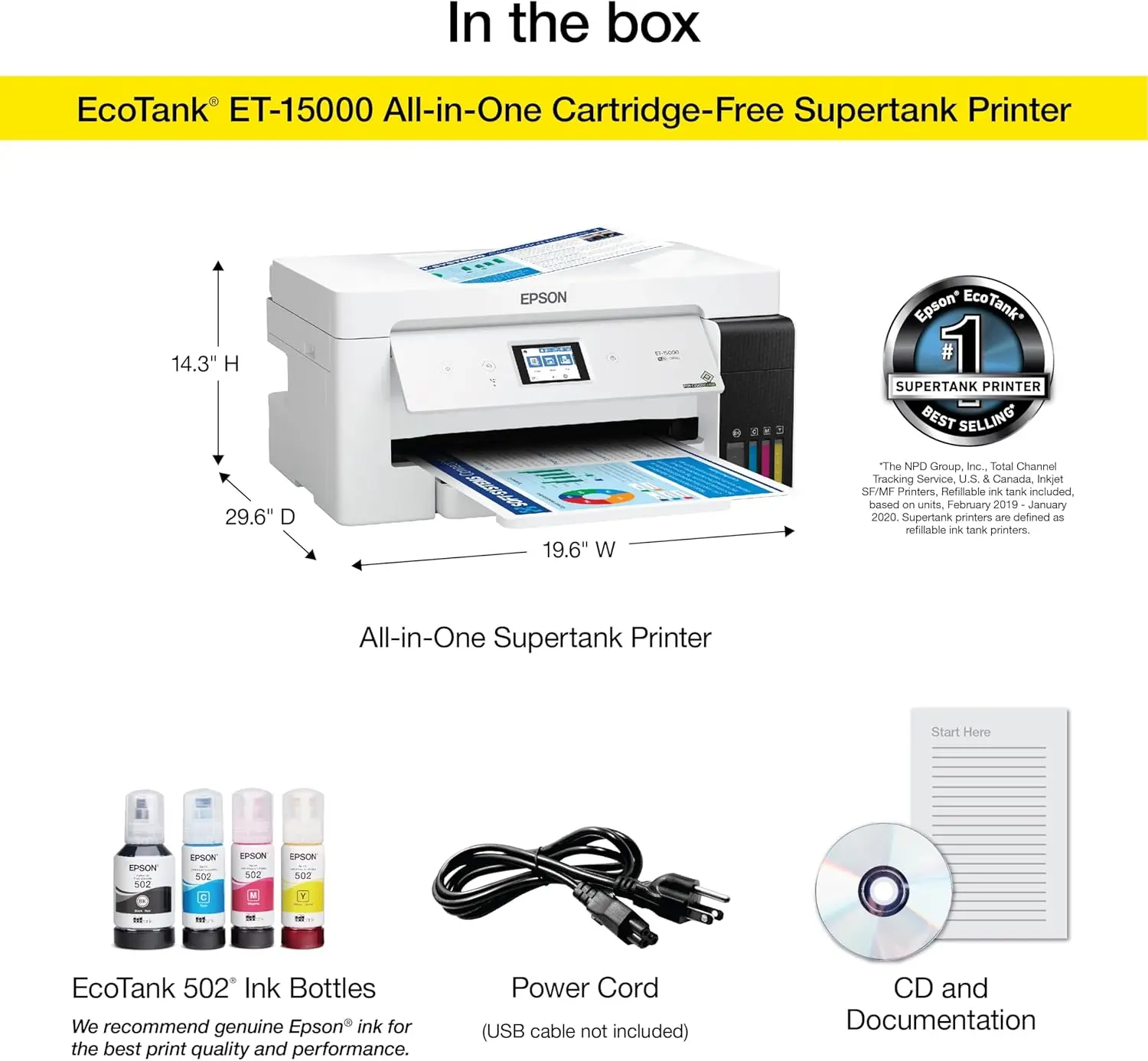 EcoTank ET-15000 Wireless Color All-in-One Supertank Printer with Scanner, Copier,Fax,Ethernet and Printing up to 13 x 19 Inches