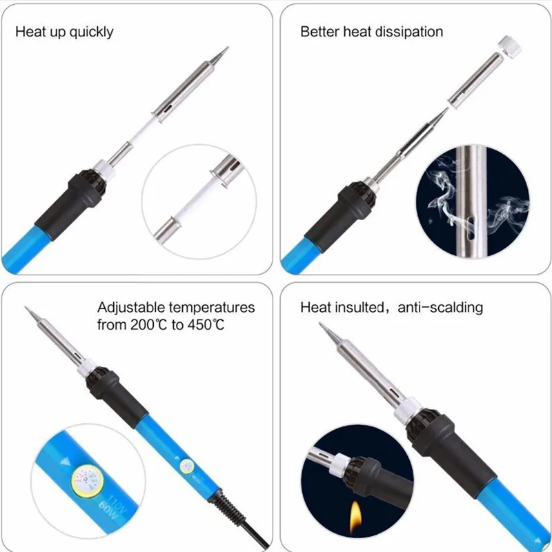 Adjustable Temperature Electric Soldering Iron 60W 220V or 110V  Electric Soldering Iron Welding Solder Repair Tool