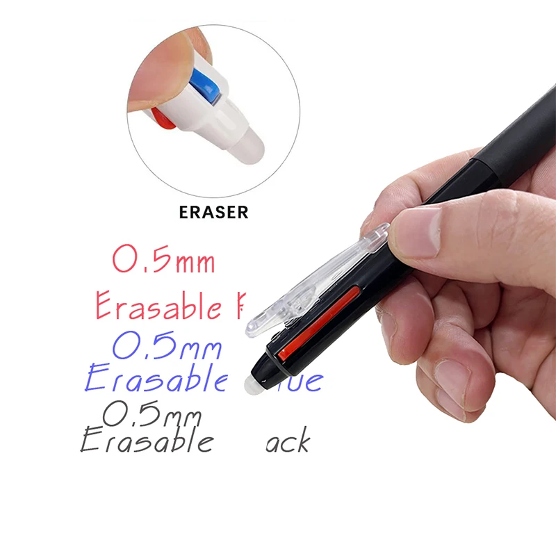 Creative 3 in 1 ปากกาหลากสี 0.5 มม.Erasable GEL ปากกาชุดหมึกเมจิก 3 สีเติมล้างทําความสะอาดได้ Handle สํานักงานเครื่องเขียนโรงเรียน