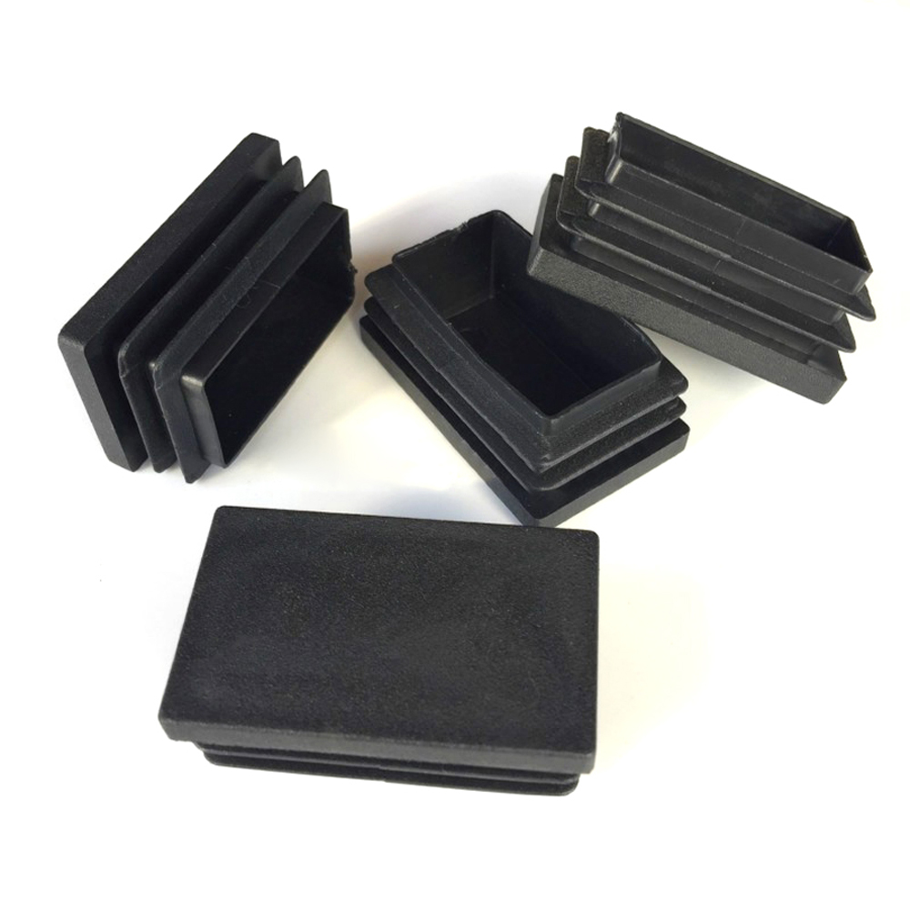 2/4/10Pcs Black Rectangle Plastic Pipe Plug 10x20mm-60x100mm Blanking End Cap Tube Inserts Plug Bung For Steel Furniture Leg