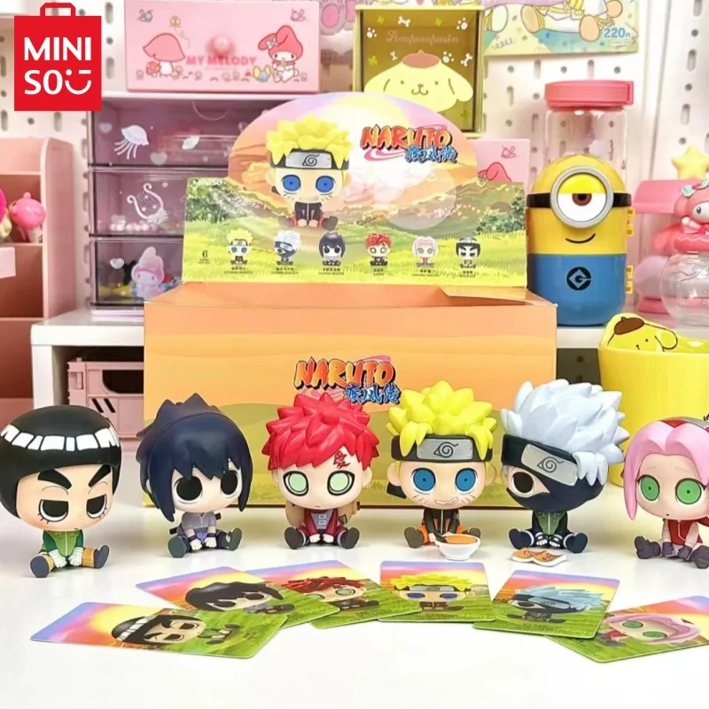 Miniso Naruto-caja ciega de la serie de transmisión de viento fuerte, muñeca bonita para sentarse, adorno de escritorio, modelo de juguetes de dibujos animados, regalo de decoración